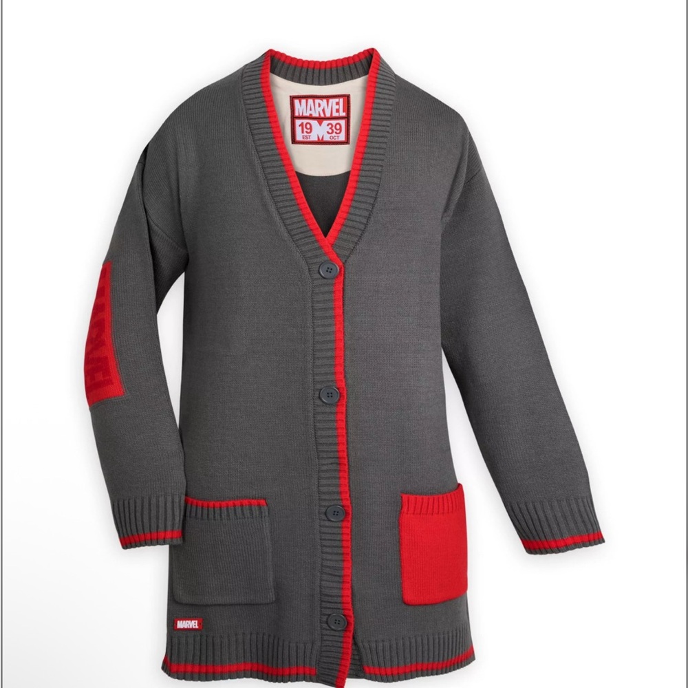 Disney Marvel Charcoal and Scarlet longline cardigan Small NWT